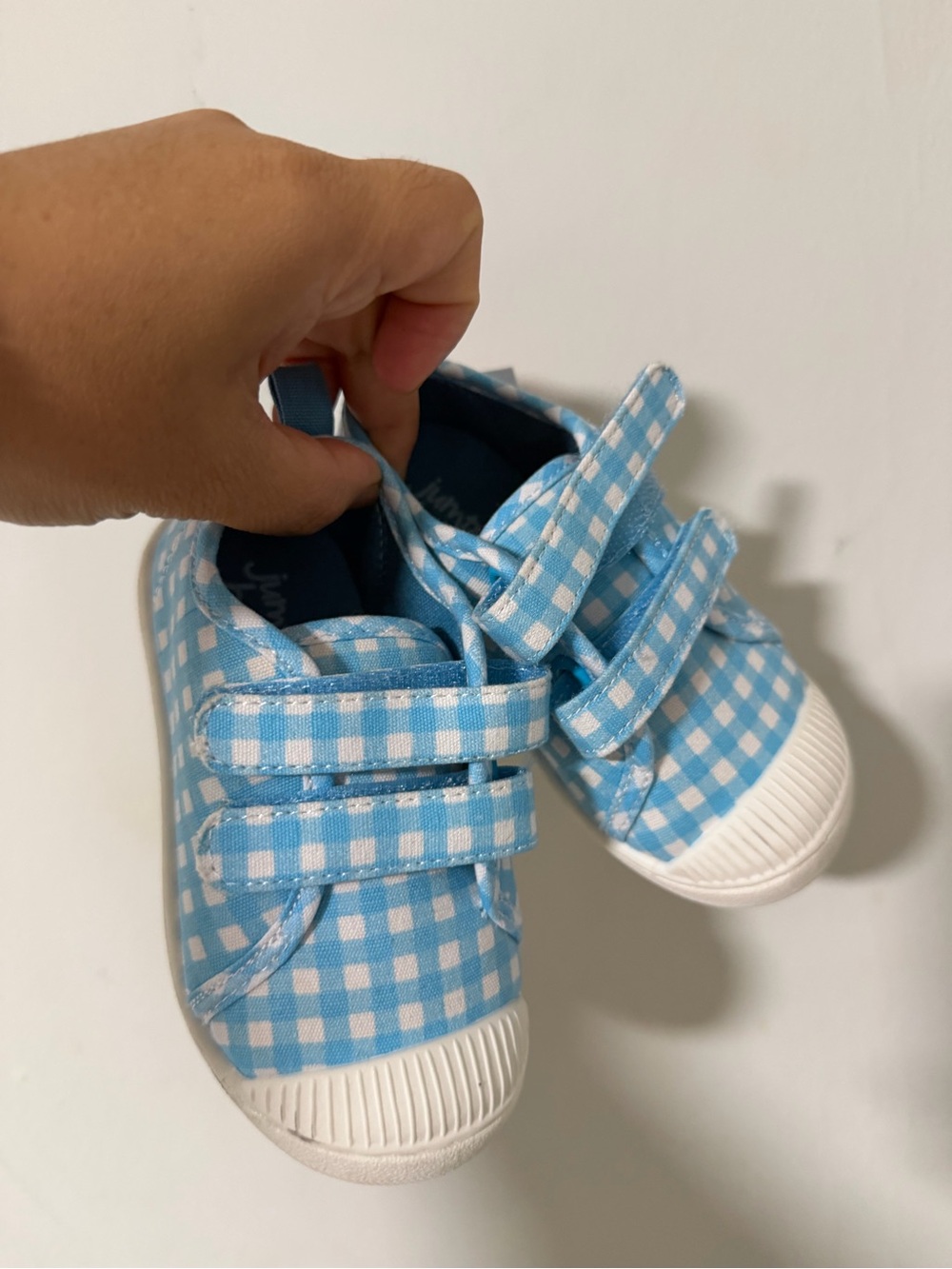 jumping beans Blue Gingham Velcro Kids Sneakers